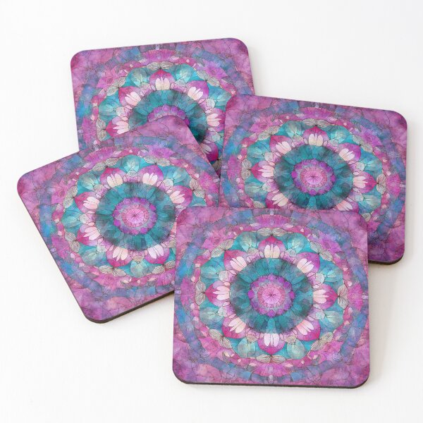 Item preview, Vintage Shabby Chic Stained Glass Floral Mandala Pink Mosaic Pattern designed and sold by GrinGalore.