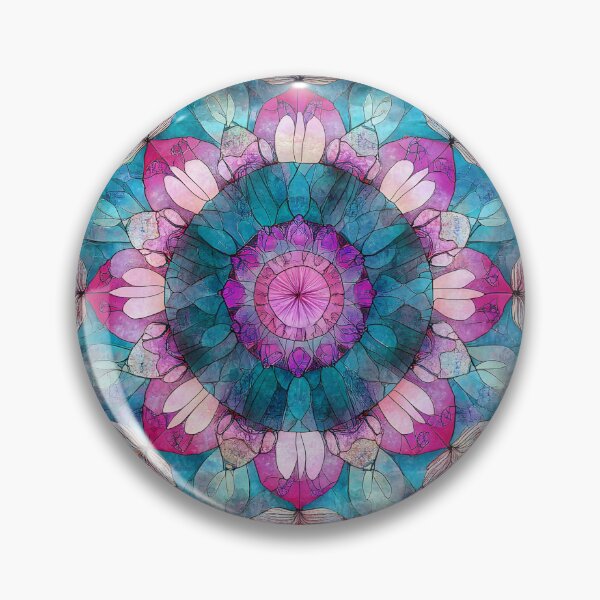 Item preview, Vintage Shabby Chic Stained Glass Floral Mandala Pink Mosaic Pattern designed and sold by GrinGalore.
