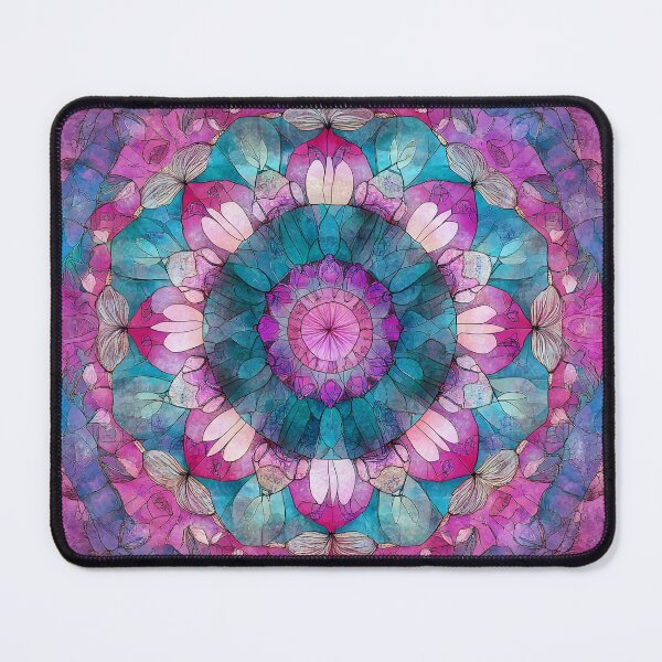Item preview, Vintage Shabby Chic Stained Glass Floral Mandala Pink Mosaic Pattern designed and sold by GrinGalore.
