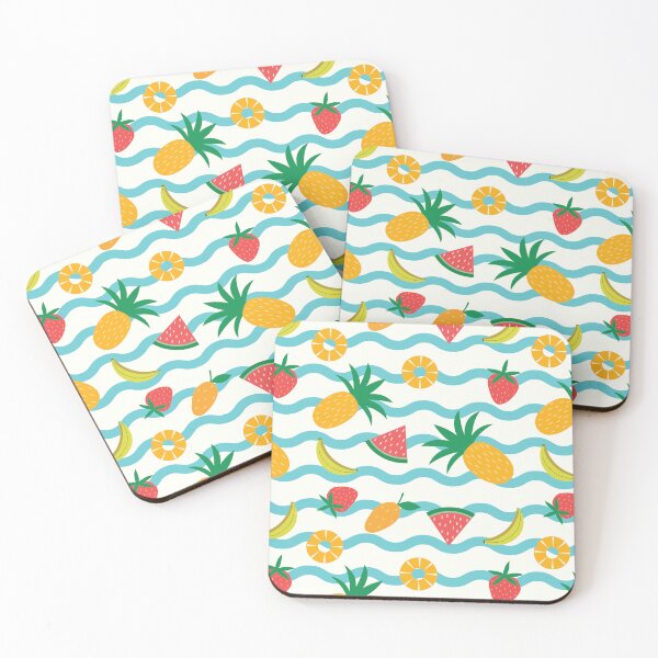 Item preview, Summer Fruits Pattern on Aqua Blue Sea Waves designed and sold by Yasminepatterns .