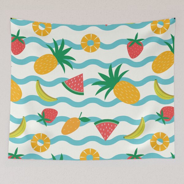 Item preview, Summer Fruits Pattern on Aqua Blue Sea Waves designed and sold by Yasminepatterns .