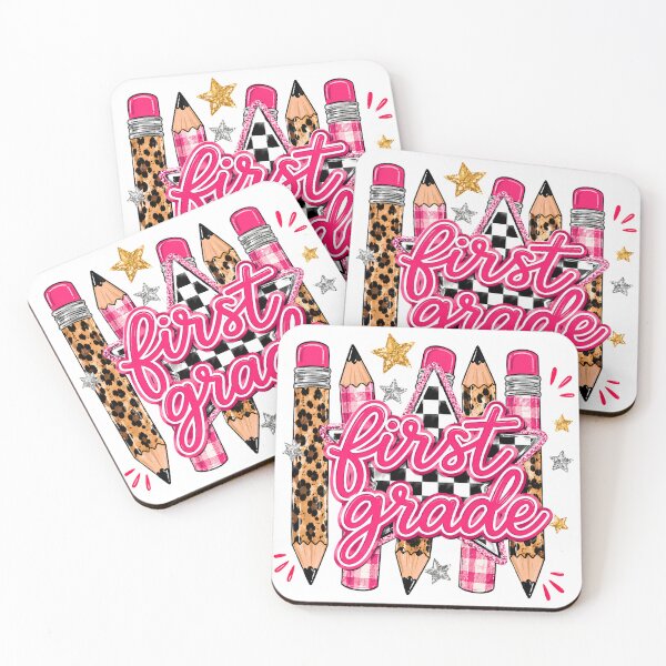Item preview, First Grade Leopard Checkered Pencil Star Pink Plaid Back To School Teacher Preppy designed and sold by VGAfanatic.
