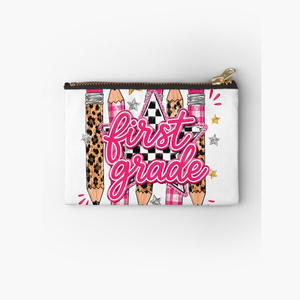 Item preview, First Grade Leopard Checkered Pencil Star Pink Plaid Back To School Teacher Preppy designed and sold by VGAfanatic.