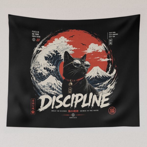 Item preview, Discipline Cat – Japanese Streetwear Graphic Tee | Built in Silence designed and sold by bisha.