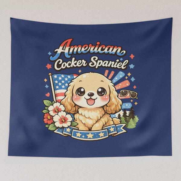 Item preview, American Cocker Spaniel Patriotic Kawaii Dog | Cute USA Puppy Design designed and sold by blankTeeShirt.