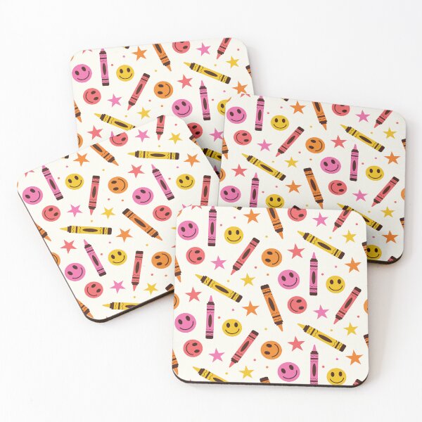 Item preview, Colorful School Crayons with Happy smiling faces and Stars designed and sold by Yasminepatterns .
