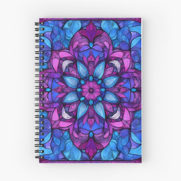 Item preview, Vintage Shabby Chic Stained Glass Floral Mandala | Purple Blue Mosaic Pattern designed and sold by GrinGalore.