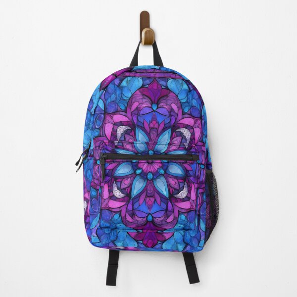 Item preview, Vintage Shabby Chic Stained Glass Floral Mandala | Purple Blue Mosaic Pattern designed and sold by GrinGalore.