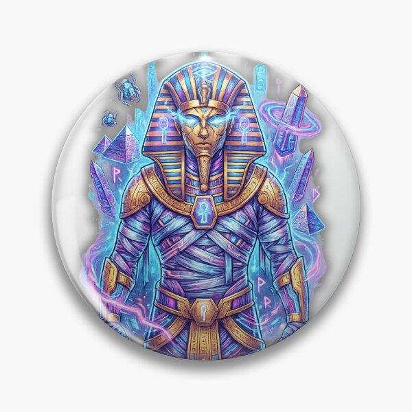 Item preview, Neon Cyberpunk Mummy Pharaoh - Futuristic Cyber Egypt King designed and sold by alalame.