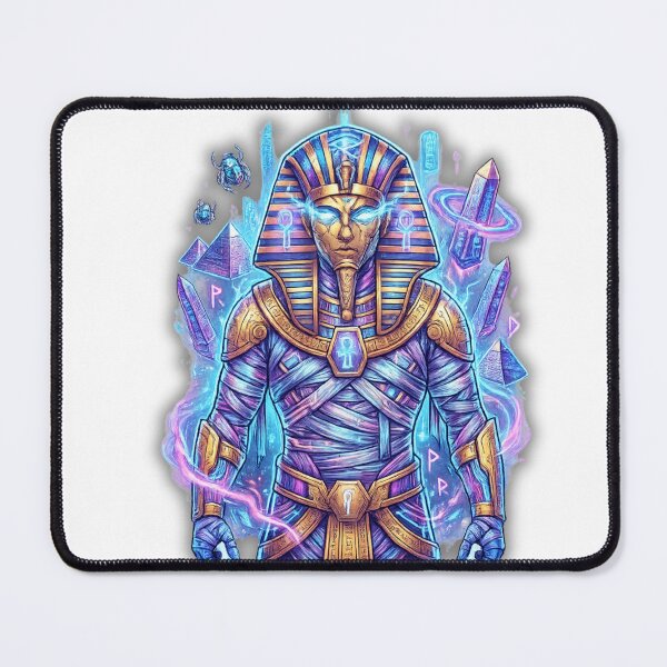 Item preview, Neon Cyberpunk Mummy Pharaoh - Futuristic Cyber Egypt King designed and sold by alalame.