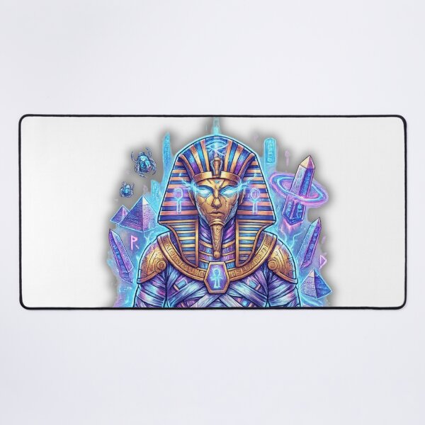 Item preview, Neon Cyberpunk Mummy Pharaoh - Futuristic Cyber Egypt King designed and sold by alalame.