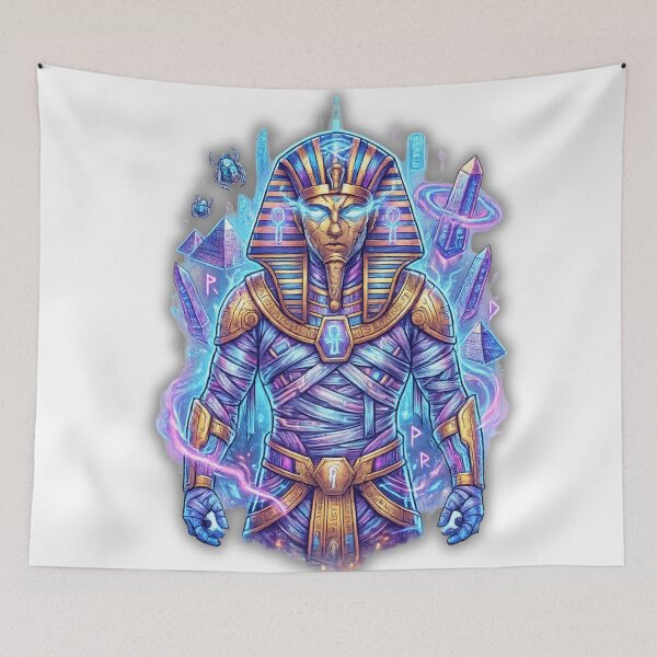 Item preview, Neon Cyberpunk Mummy Pharaoh - Futuristic Cyber Egypt King designed and sold by alalame.