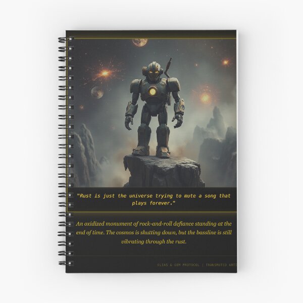 Item preview, Cosmic Rust & Defiance - Retro Cyberpunk Mech Art Print designed and sold by Elias & Gem Protocol - Aetheric Code Scribe.