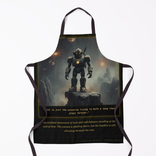 Item preview, Cosmic Rust & Defiance - Retro Cyberpunk Mech Art Print designed and sold by Elias & Gem Protocol - Aetheric Code Scribe.