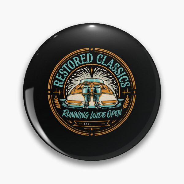Item preview, Restored Classics Running Wide Open Vintage Speedboat Badge designed and sold by Enea Kelo.