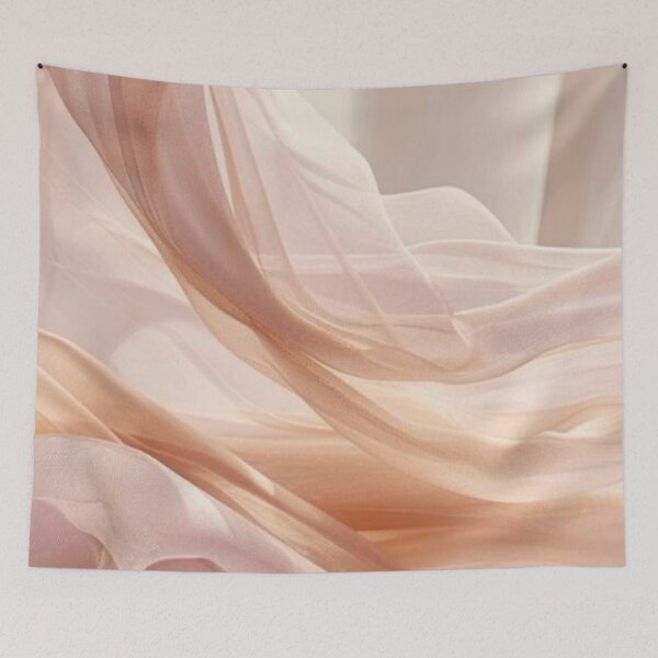 Item preview, Pastel Peach Silk Waves - Soft Aesthetic Placed Fabric Texture designed and sold by LYAN-STORE.