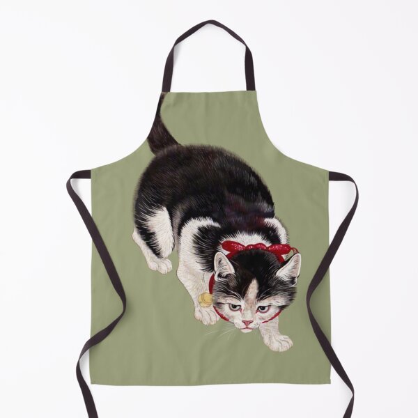Item preview, Japanese Animal Art - Cat - Modern Ukiyo-e - Japandi, Sage Green designed and sold by Black Swallow.