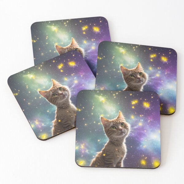 Item preview, A cat among cosmic nebulae and glowing lights designed and sold by EvgeniiV.