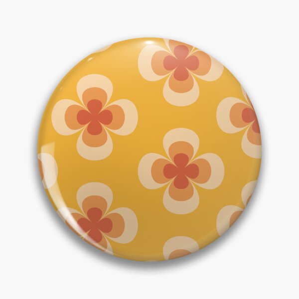 Item preview, Retro geo 70s groovy florals pattern on amber background designed and sold by Yasminepatterns .