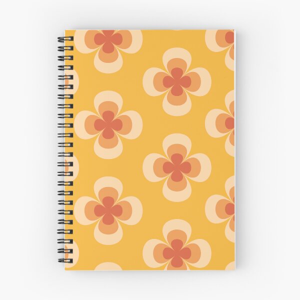 Item preview, Retro geo 70s groovy florals pattern on amber background designed and sold by Yasminepatterns .