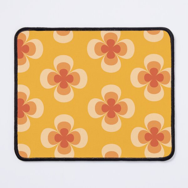 Item preview, Retro geo 70s groovy florals pattern on amber background designed and sold by Yasminepatterns .