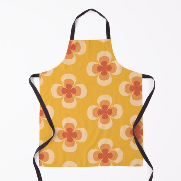 Item preview, Retro geo 70s groovy florals pattern on amber background designed and sold by Yasminepatterns .