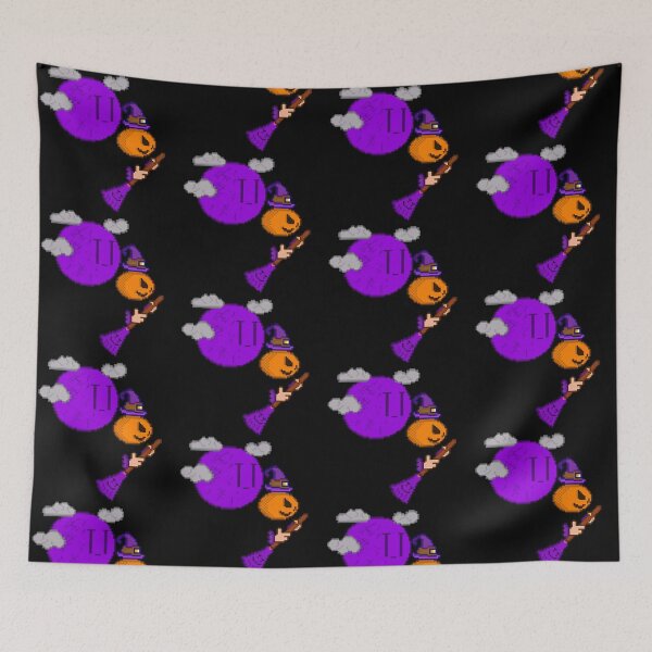 Item preview, Flying Witch Pumpkin and Purple Moon Retro designed and sold by RetroRlx.