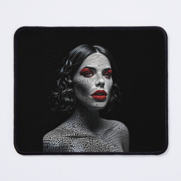 Item preview, Monochrome Typographic Portrait of a Woman Made of Love variation 4 designed and sold by Lucia Amaris Art.