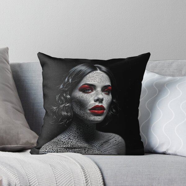 Item preview, Monochrome Typographic Portrait of a Woman Made of Love variation 4 designed and sold by Lucia Amaris Art.
