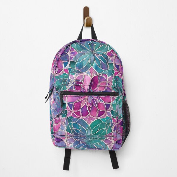 Item preview, Magenta & Mint Stained Glass Floral Mandala Pattern | Watercolor Mosaic Background designed and sold by GrinGalore.