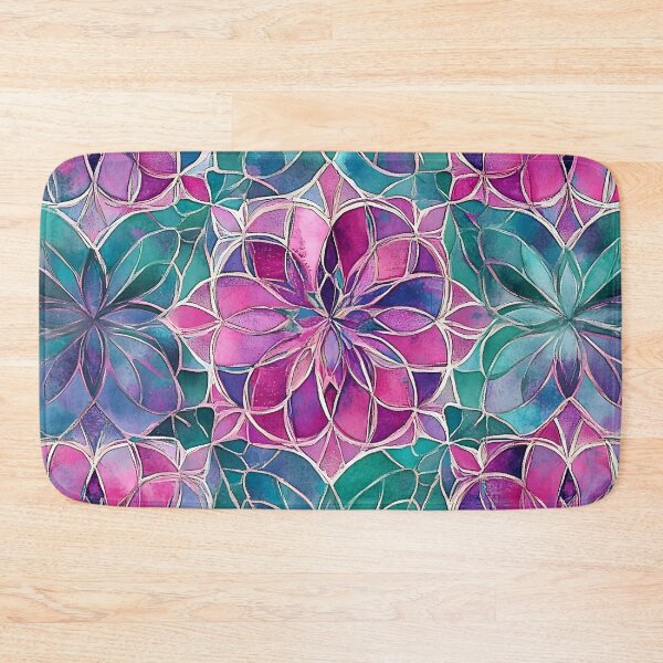 Item preview, Magenta & Mint Stained Glass Floral Mandala Pattern | Watercolor Mosaic Background designed and sold by GrinGalore.