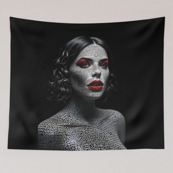 Item preview, Monochrome Typographic Portrait of a Woman Made of Love variation 4 designed and sold by Lucia Amaris Art.