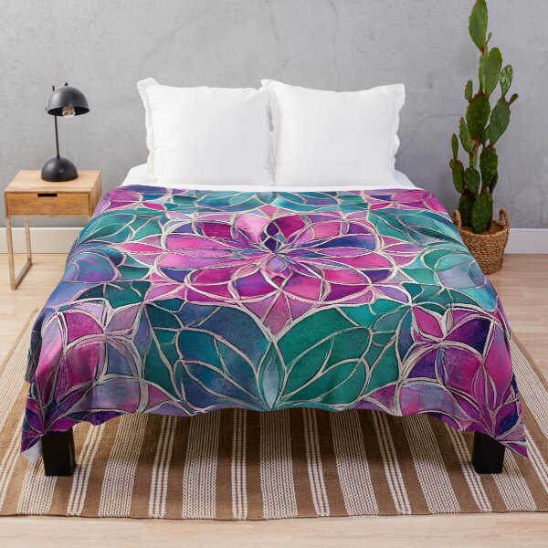 Item preview, Magenta & Mint Stained Glass Floral Mandala Pattern | Watercolor Mosaic Background designed and sold by GrinGalore.