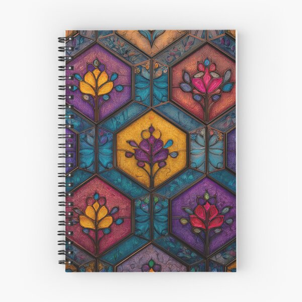 Item preview, Colorful Hexagon Stained Glass Floral Pattern | Vintage Mosaic Geometric Background designed and sold by GrinGalore.