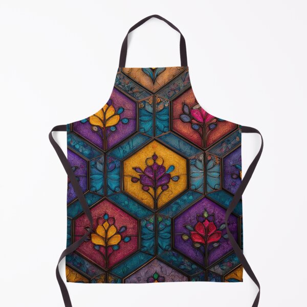 Item preview, Colorful Hexagon Stained Glass Floral Pattern | Vintage Mosaic Geometric Background designed and sold by GrinGalore.