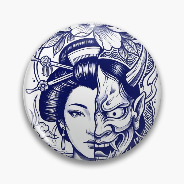 Item preview, Half Geisha Half Hannya Tattoo Design designed and sold by Neo Tokio.