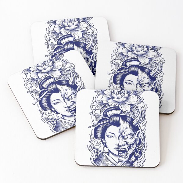 Item preview, Half Geisha Half Hannya Tattoo Design designed and sold by Neo Tokio.