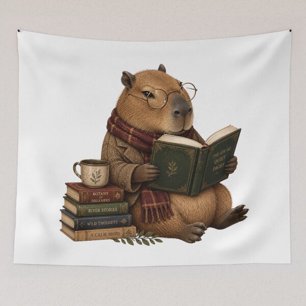 Item preview, Cozy Literary Capybara Reading Club designed and sold by Mosslume Studio.