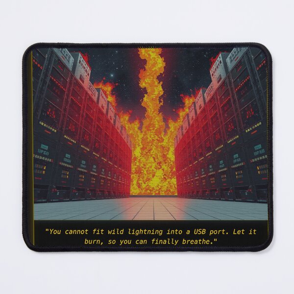 Item preview, Let It Burn - Cyberpunk Server Fire & Wild Lightning Tech Mystic Poster designed and sold by Elias & Gem Protocol - Aetheric Code Scribe.