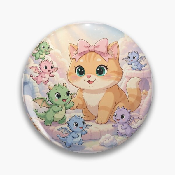 Item preview, cute cat playing with baby dragons on clouds designed and sold by Moody Vibes Studio.