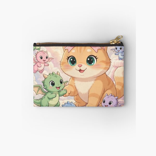 Item preview, cute cat playing with baby dragons on clouds designed and sold by Moody Vibes Studio.