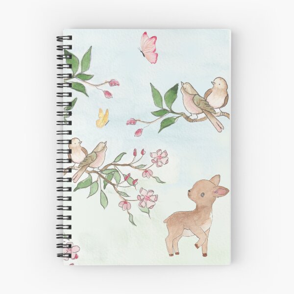 Item preview, Watercolour Deer with Robin Birds & Butterflies – Memorial Nature Art designed and sold by LLilyArt.