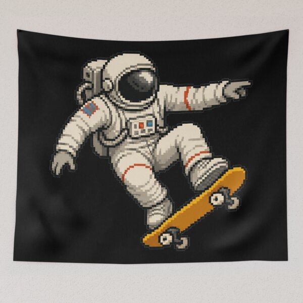 Item preview, Pixel Art Astronaut Skateboarding Retro Gamer Design designed and sold by DjFreeq.