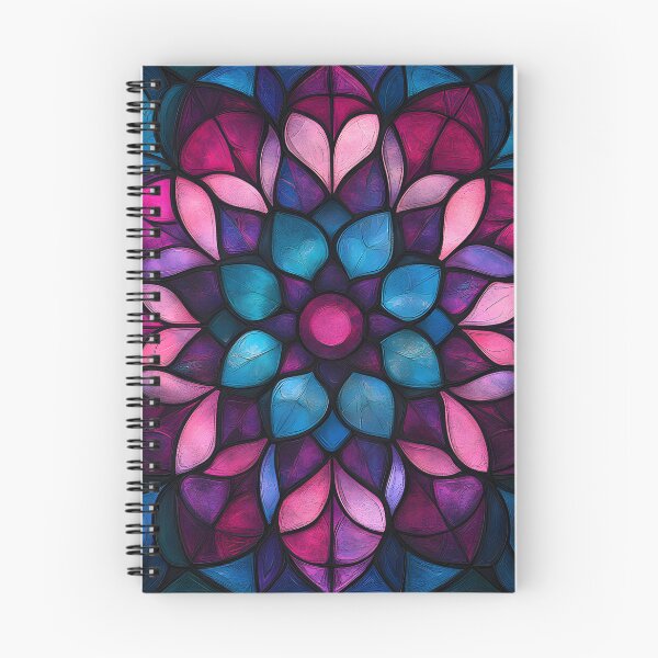 Item preview, Magenta Cyan Stained Glass Mandala | Geometric Floral Mosaic designed and sold by GrinGalore.