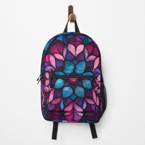 Item preview, Magenta Cyan Stained Glass Mandala | Geometric Floral Mosaic designed and sold by GrinGalore.