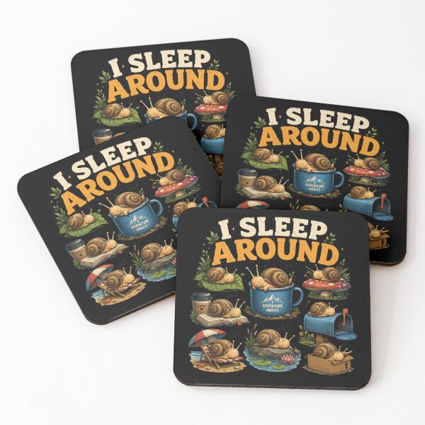 Item preview, I Sleep Around | Cute Sleeping Snail Illustration for Cozy Life Lovers designed and sold by Don't Crack Art.