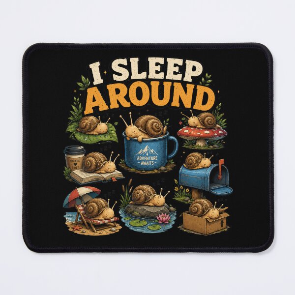 Item preview, I Sleep Around | Cute Sleeping Snail Illustration for Cozy Life Lovers designed and sold by Don't Crack Art.