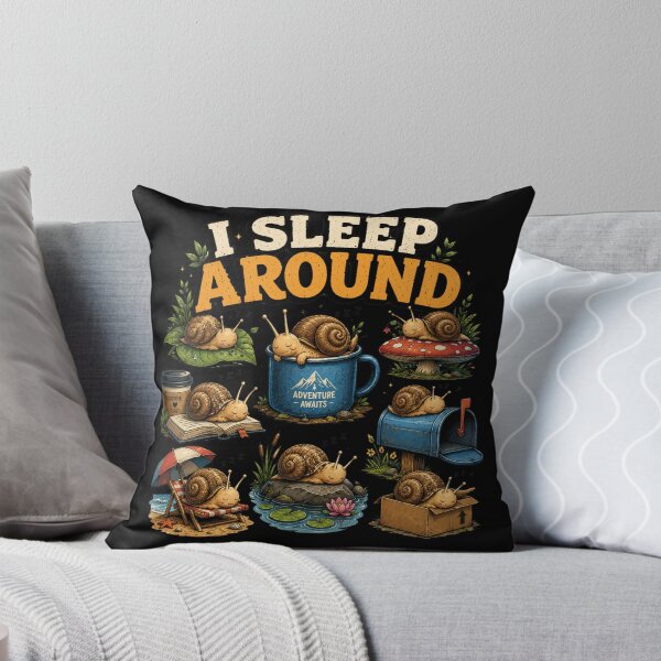 Item preview, I Sleep Around | Cute Sleeping Snail Illustration for Cozy Life Lovers designed and sold by Don't Crack Art.