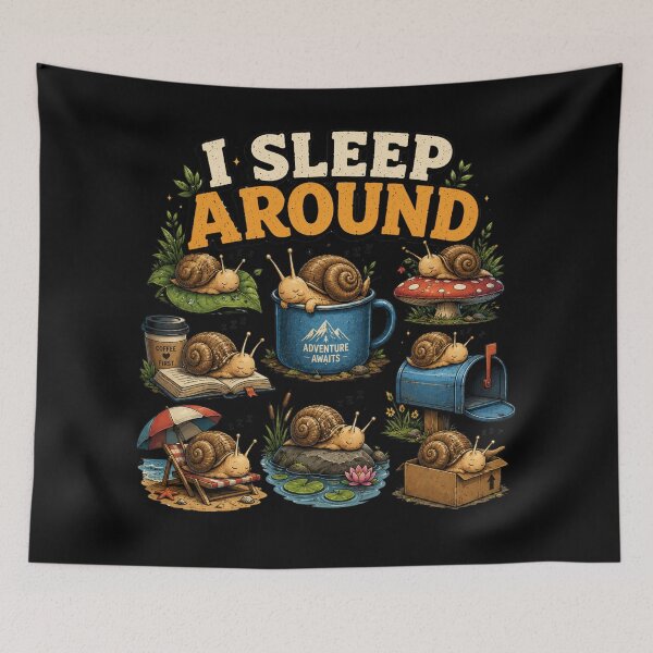 Item preview, I Sleep Around | Cute Sleeping Snail Illustration for Cozy Life Lovers designed and sold by Don't Crack Art.