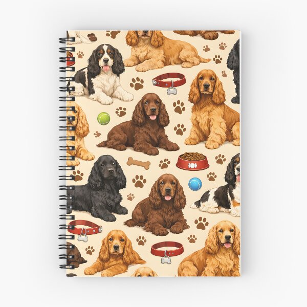 Item preview, English Cocker Spaniel Seamless Pattern – Cute Dog Lover Design with Paw Prints designed and sold by blankTeeShirt.